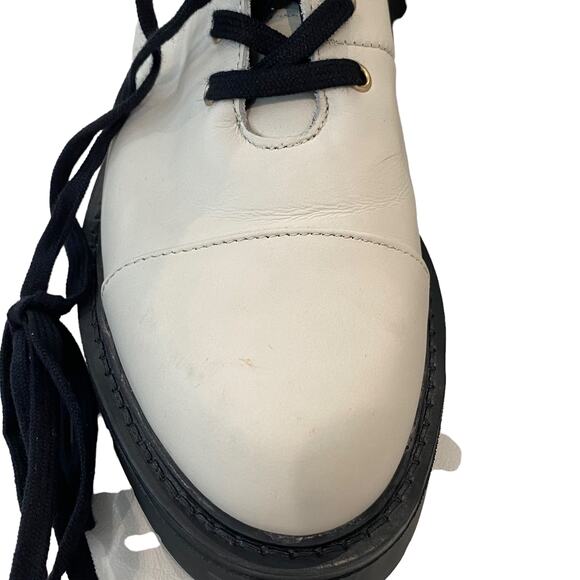 NEW! AllSaints Dusty Cap Toe Combat Boot Stone White Leather - Picture 6 of 10